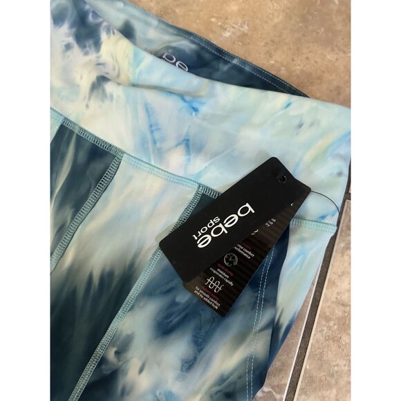 NWT Bebe M Tie Dye Leggings Deep Ocean Sea Glass Pockets - Picture 3 of 5